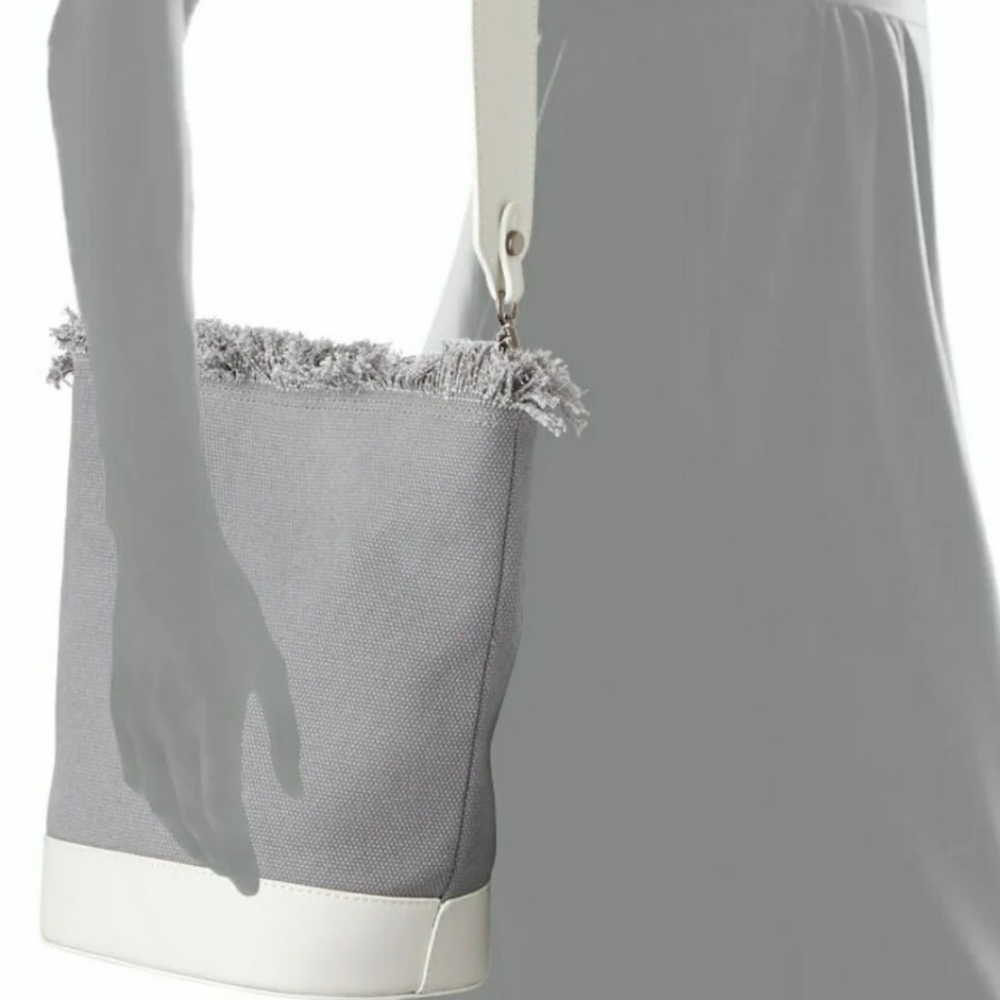 NWT frayed canvas bucket bag